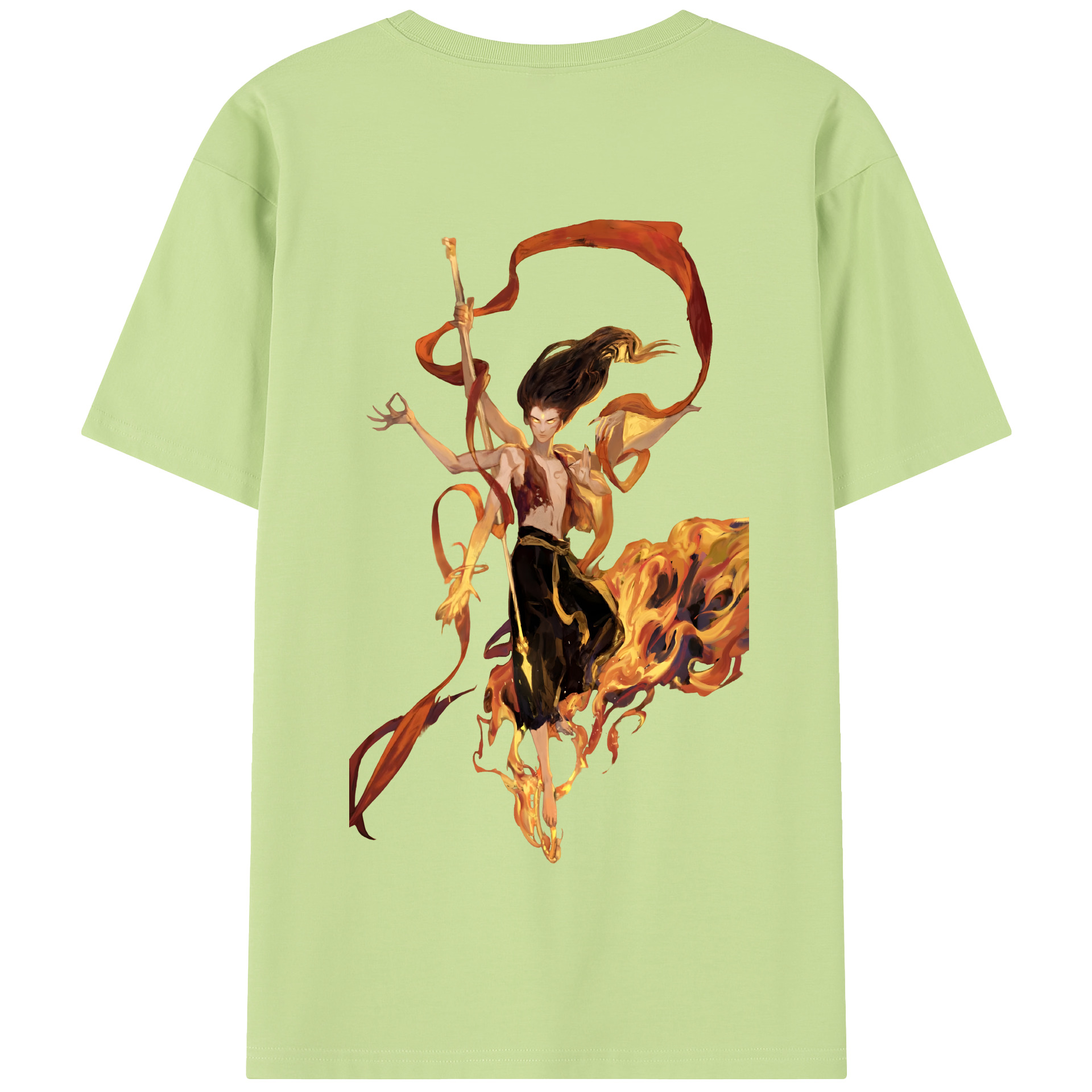 （画像用） Ne Zha 2 ナタ 魔童の大暴れ 綿100％半袖Tシャツ（背面プリント）